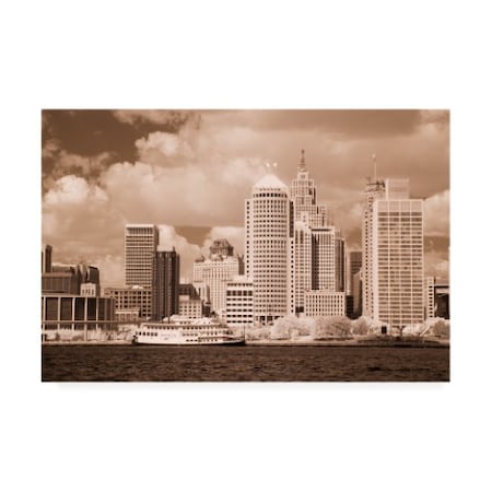 Monte Nagler 'Detroit Skyline Detroit Michigan Monotint' Canvas Art,30x47